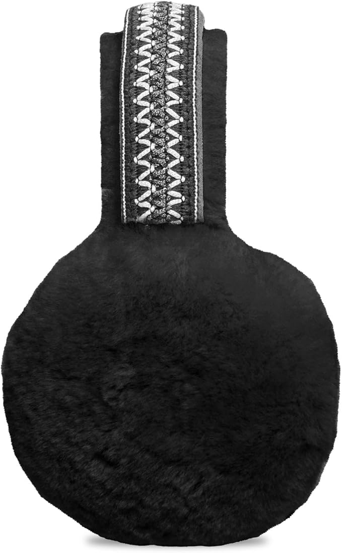 Woolsy Shearling Embroidery Earmuffs - Black