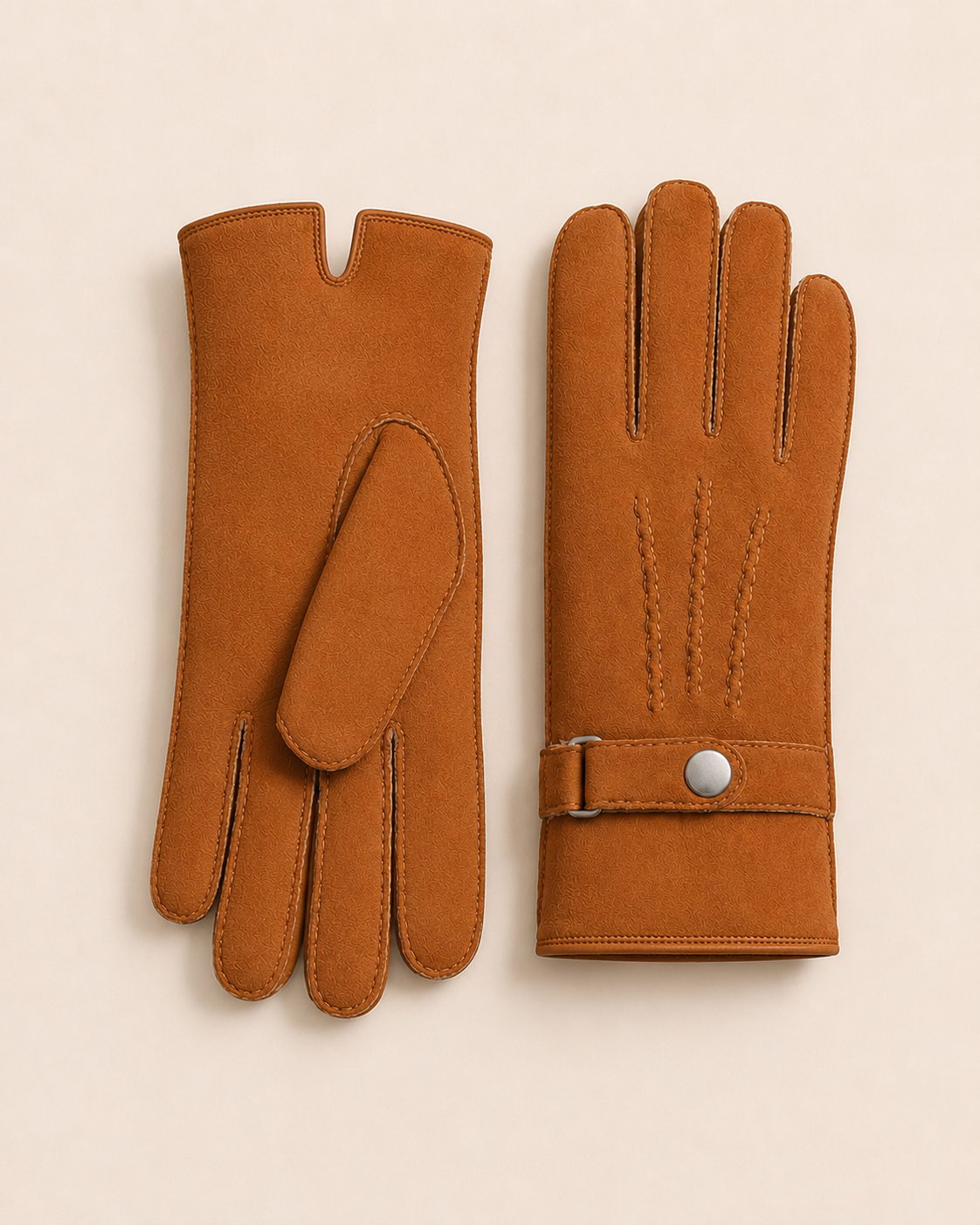 Woolsy Men’s Classic Shearling Gloves with Button in Black