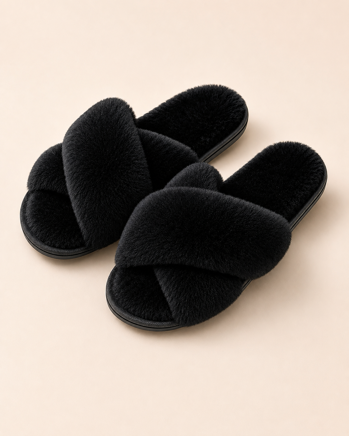 Woolsy Crossover Shearling Slippers in Ivory or Black