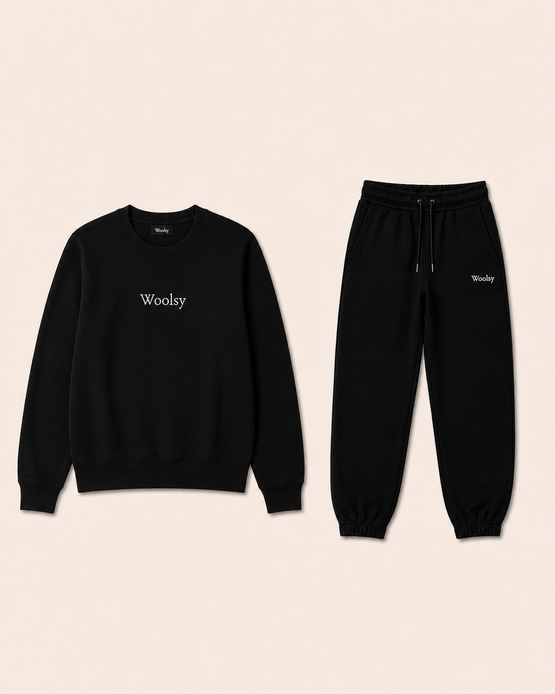 Women's Apparel - Woolsy Matching Crewneck + Sweats in Black... Coming Soon