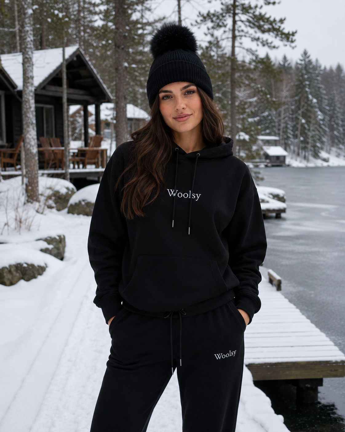 Women's Apparel - Woolsy Matching Hoodie + Sweats in Black... Coming Soon