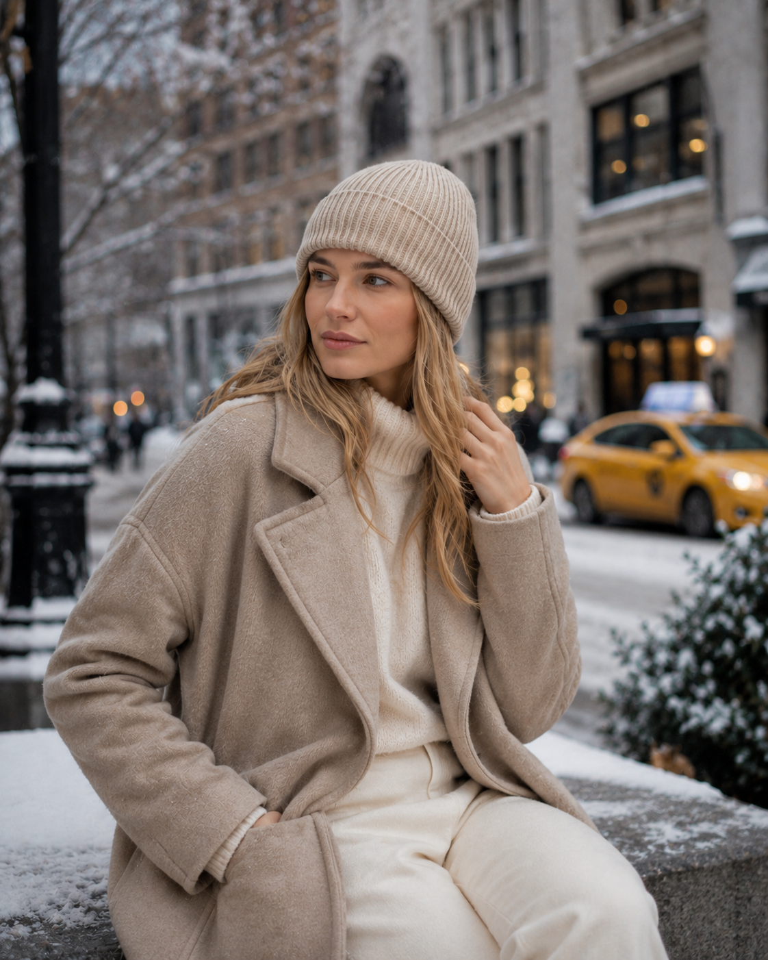 Woolsy Classic Cashmere Beanie in Oat