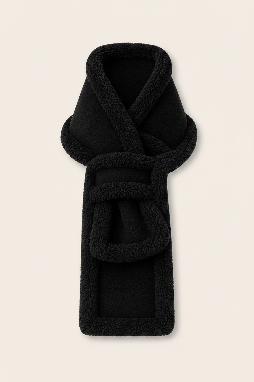 Woolsy Classic Shearling Scarf in Black
