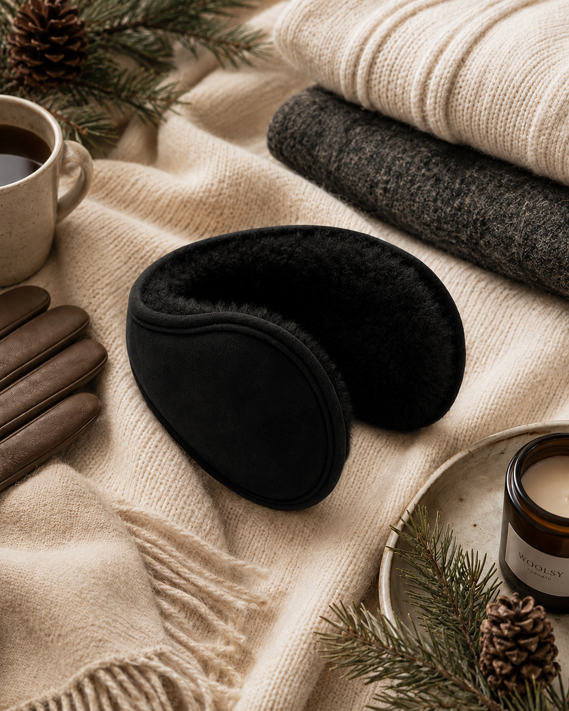 Woolsy Classic Shearling Ear Warmers - Black
