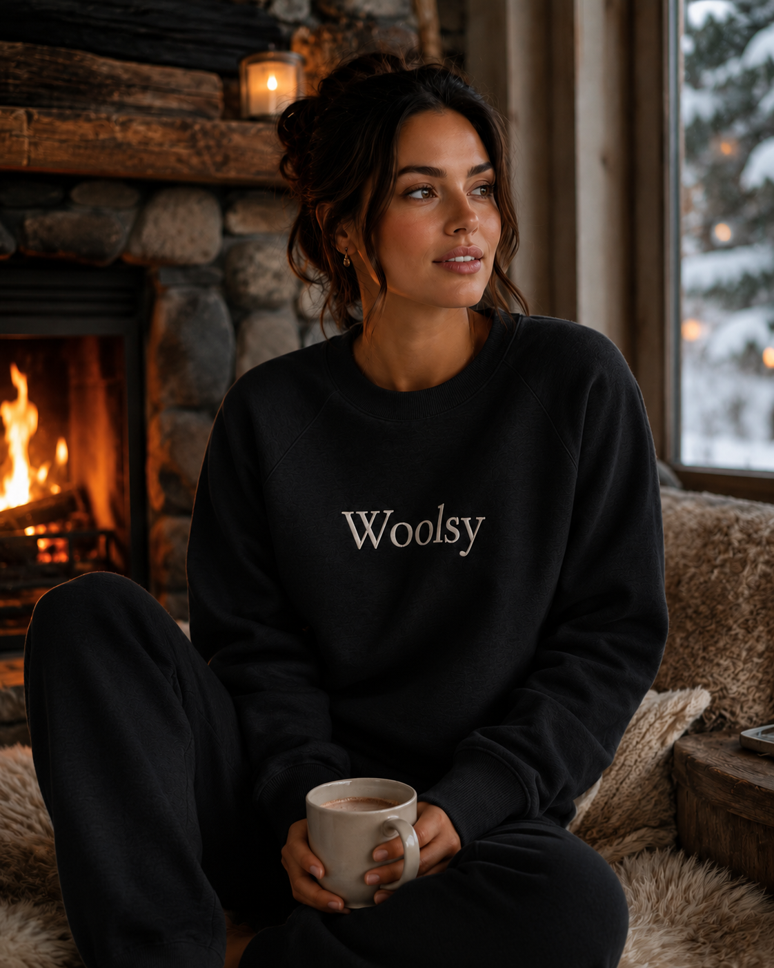 Women's Woolsy Logo Crewneck in Black... Coming Soon