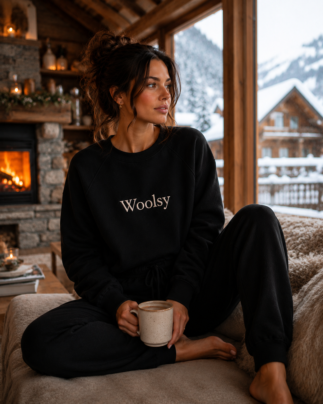 Women's Woolsy Logo Crewneck in Black... Coming Soon