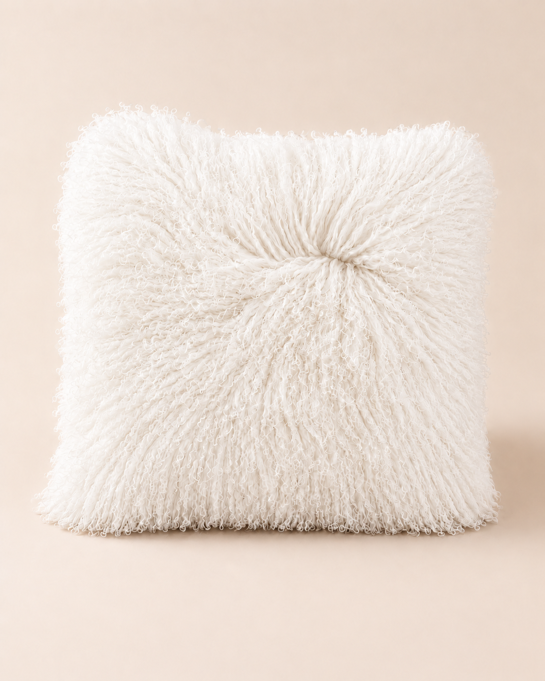Woolsy Mongolian Sheepskin Cushion in White