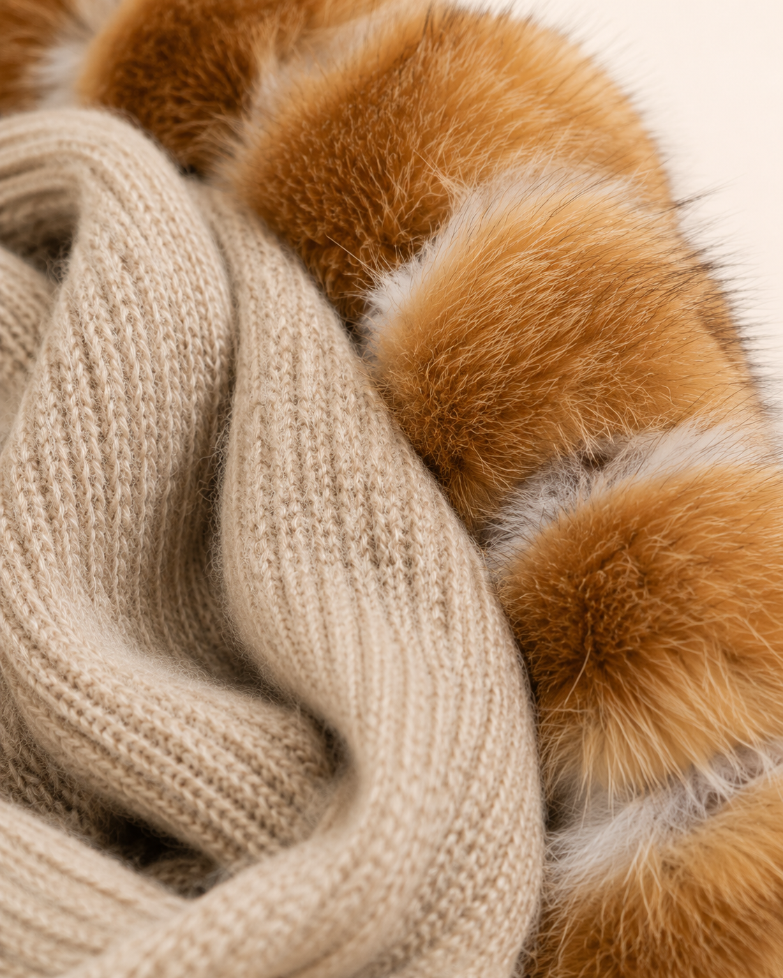 Woolsy Cashmere Infinity Scarf with Red Fox Fur Trim