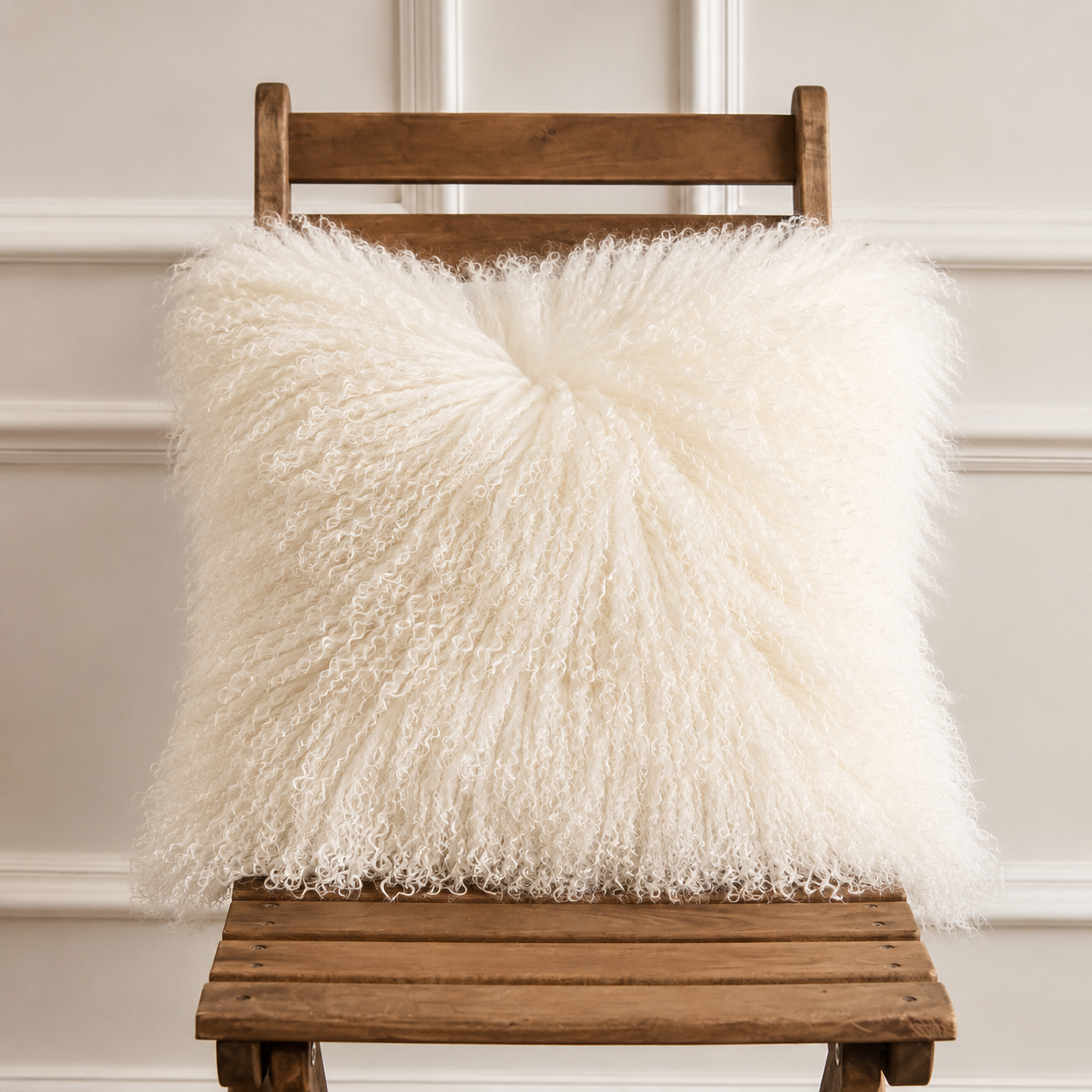 Woolsy Mongolian Sheepskin Pillow — Ivory