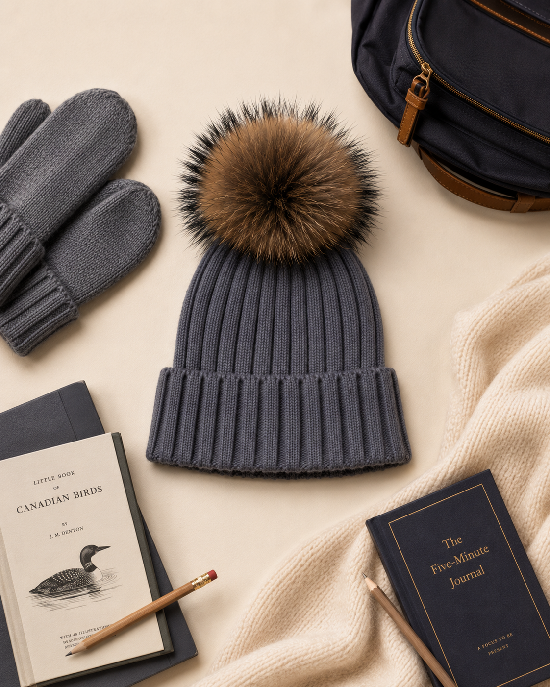 Woolsy Kids Knitted Pompom Hat — Grey
