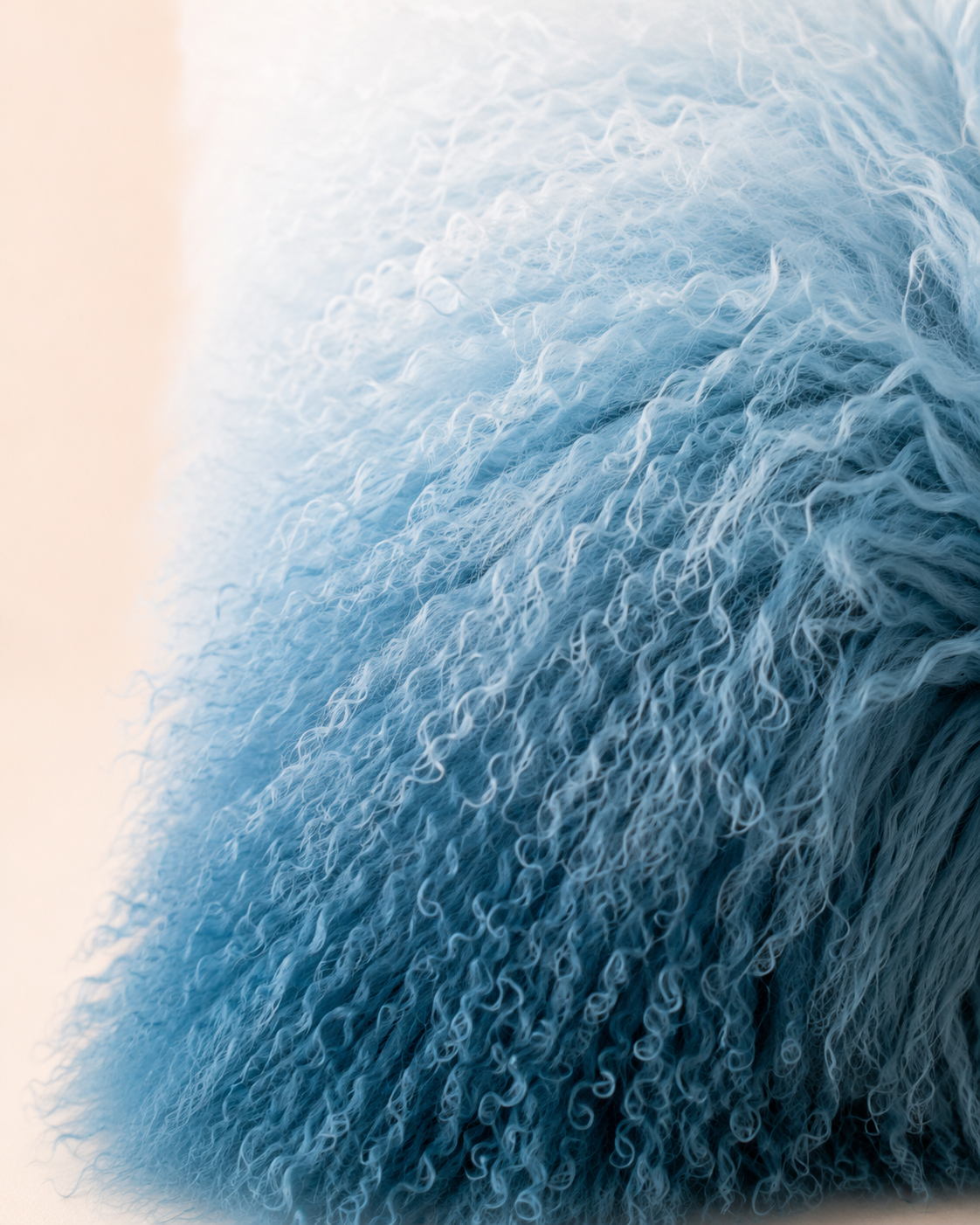 Woolsy Mongolian Sheepskin Pillow — Ombre Blue