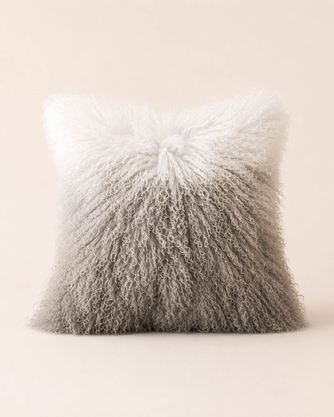 Woolsy Mongolian Sheepskin Pillow — Ombre Grey