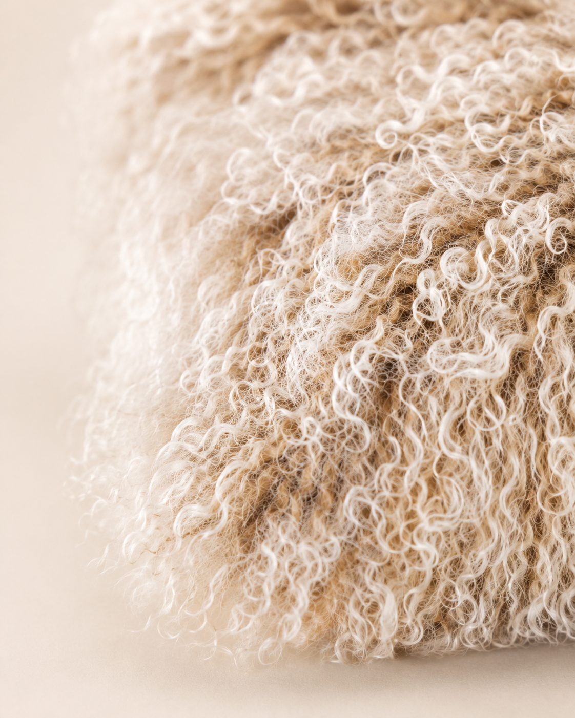 Woolsy Mongolian Sheepskin Pillow — Mocha Snow Top