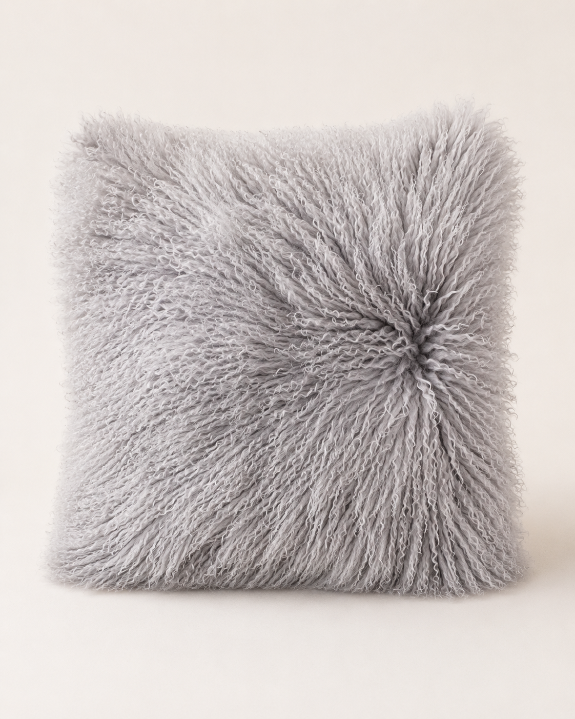 Woolsy Mongolian Sheepskin Pillow — Light Grey
