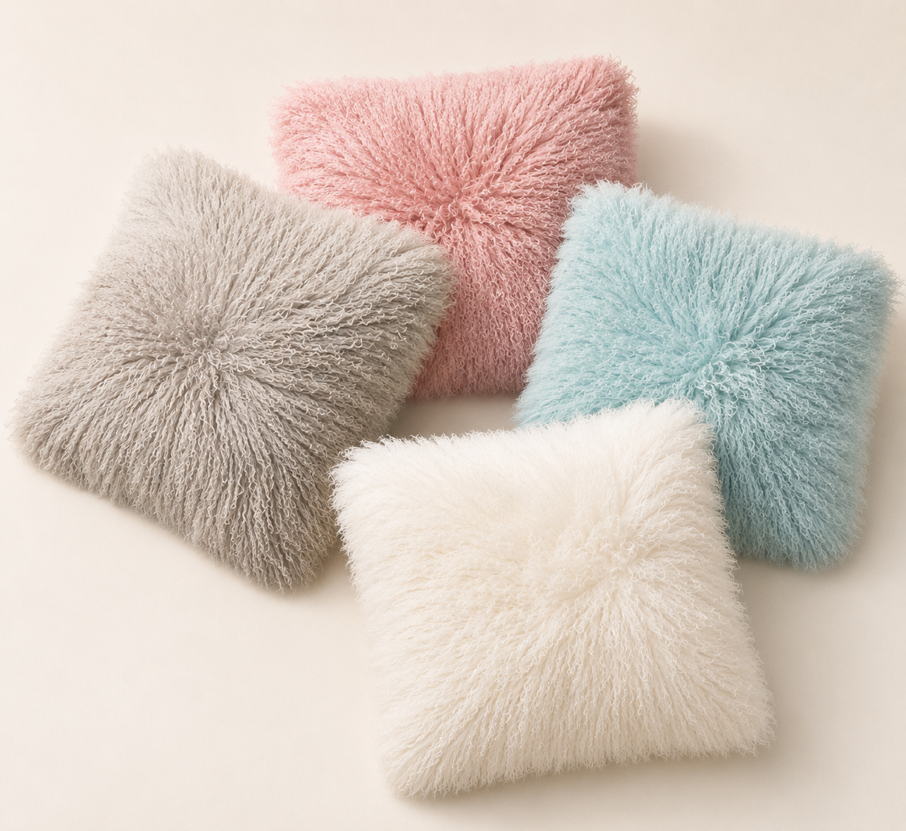 Woolsy Mongolian Sheepskin Pillow — Pink