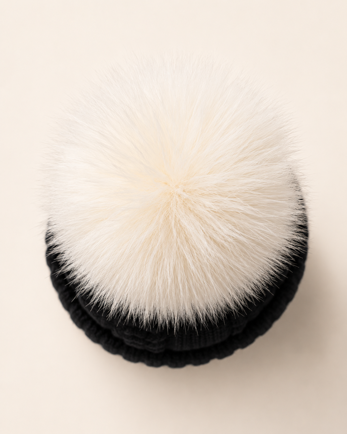 Woolsy Cashmere Wool Pompom Hat - White Fox