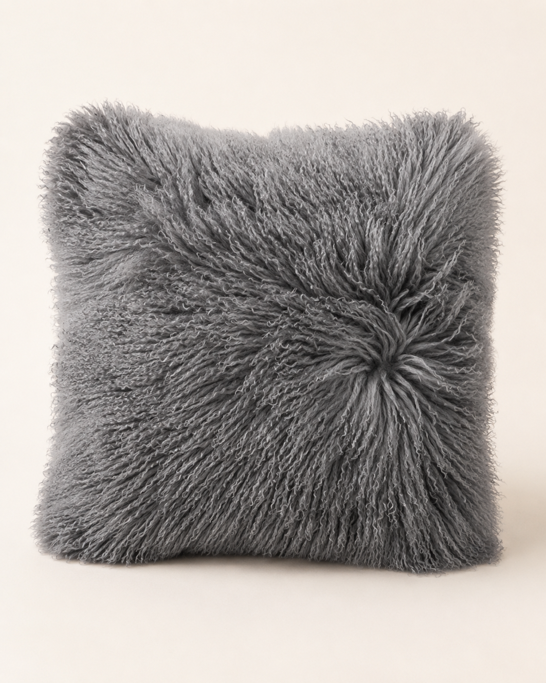 Woolsy Mongolian Sheepskin Pillow — Dark Grey