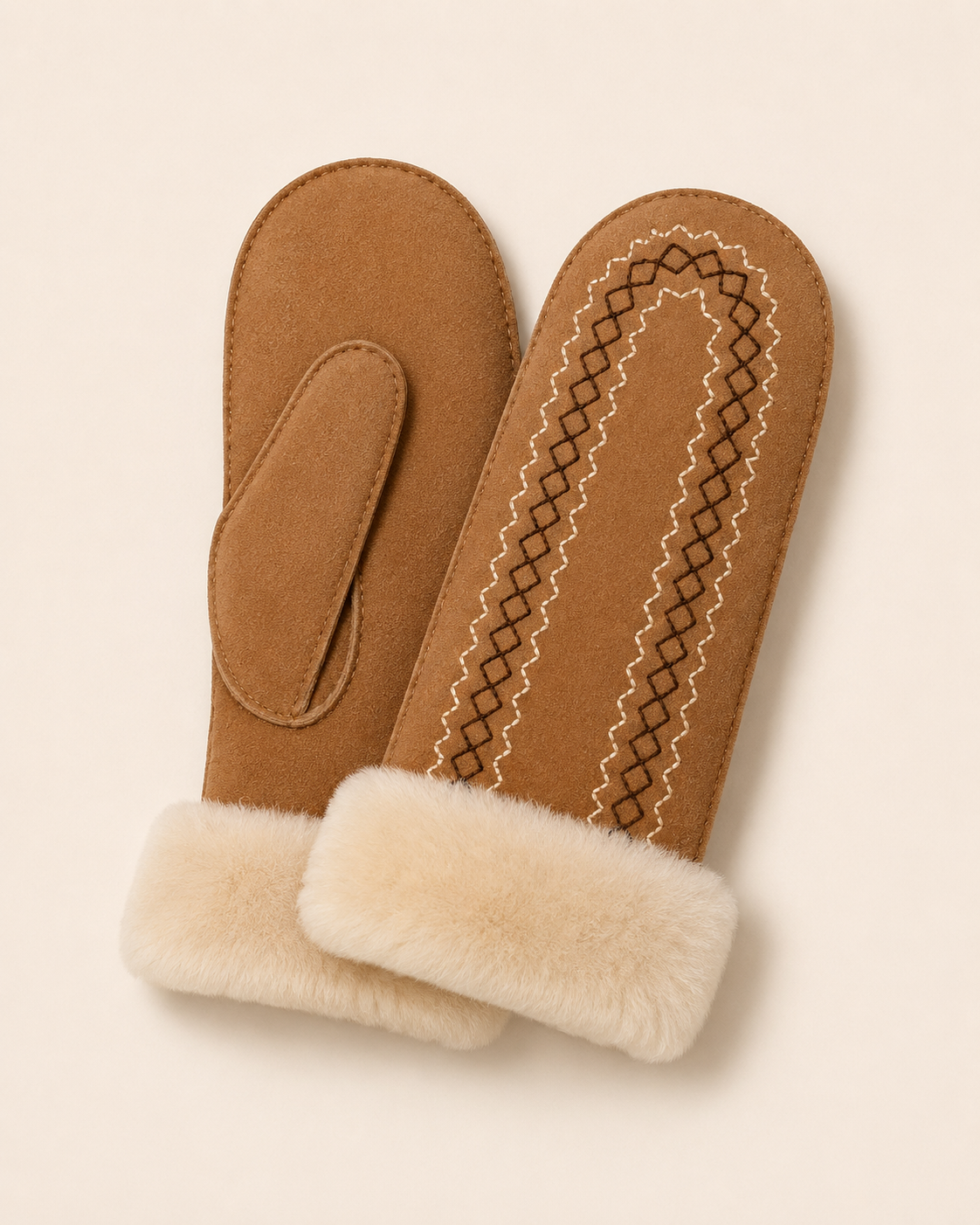 Woolsy Chestnut Embroidery Mittens