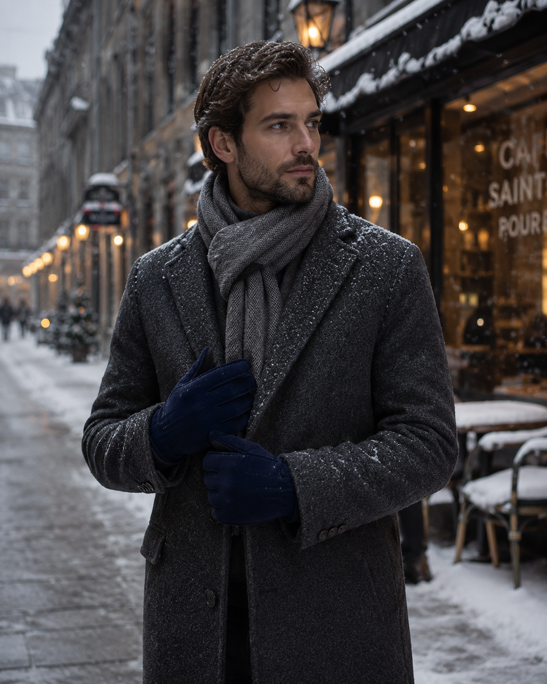Woolsy Men’s Classic Shearling Gloves - Navy with Navy