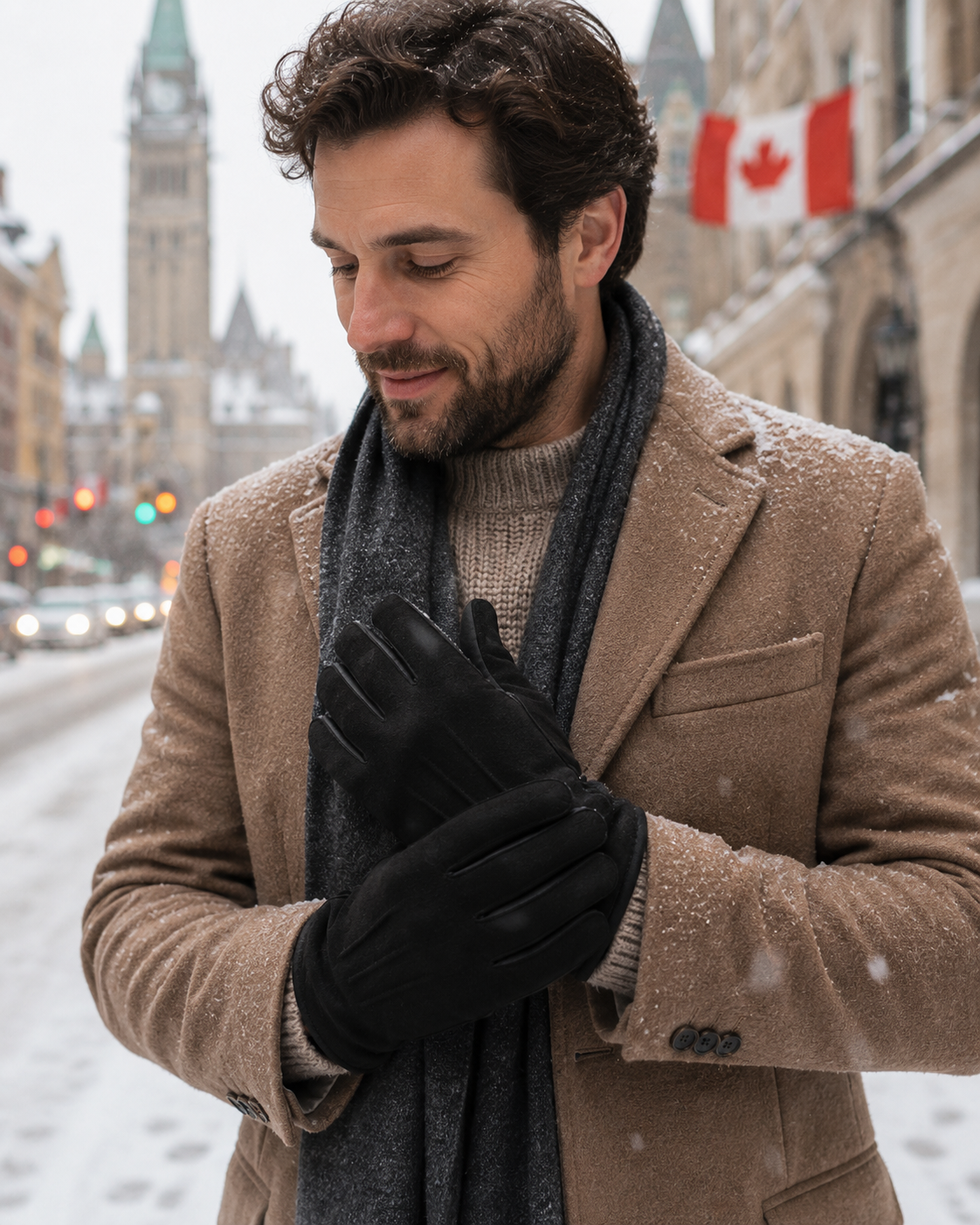 Woolsy Men’s Classic Shearling Gloves - Black