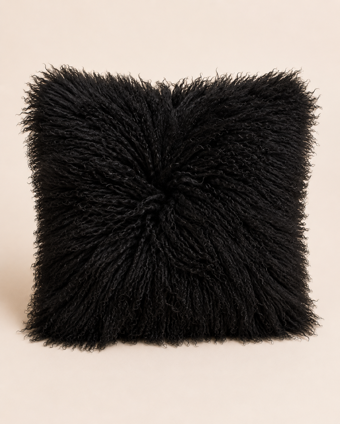 Woolsy Mongolian Sheepskin Pillow — Black