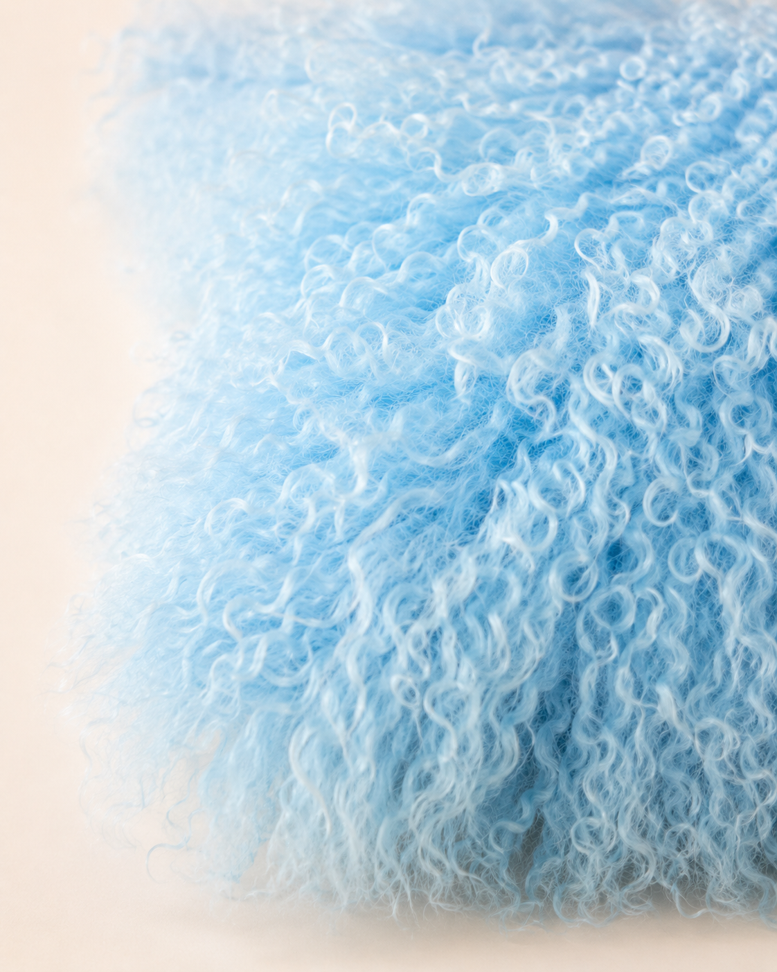 Woolsy Mongolian Sheepskin Pillow — Blue
