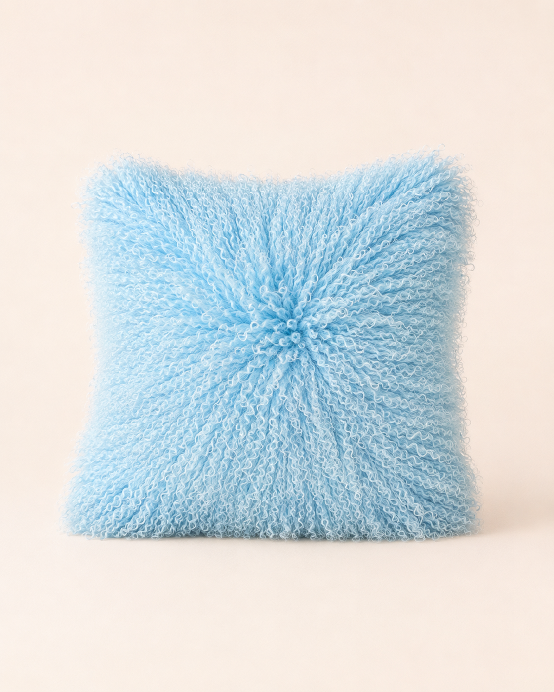 Woolsy Mongolian Sheepskin Pillow — Blue