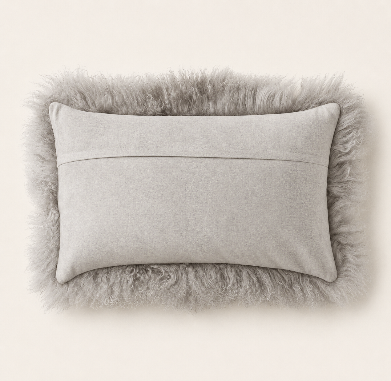 Woolsy Mongolian Sheepskin Pillow — Light Grey