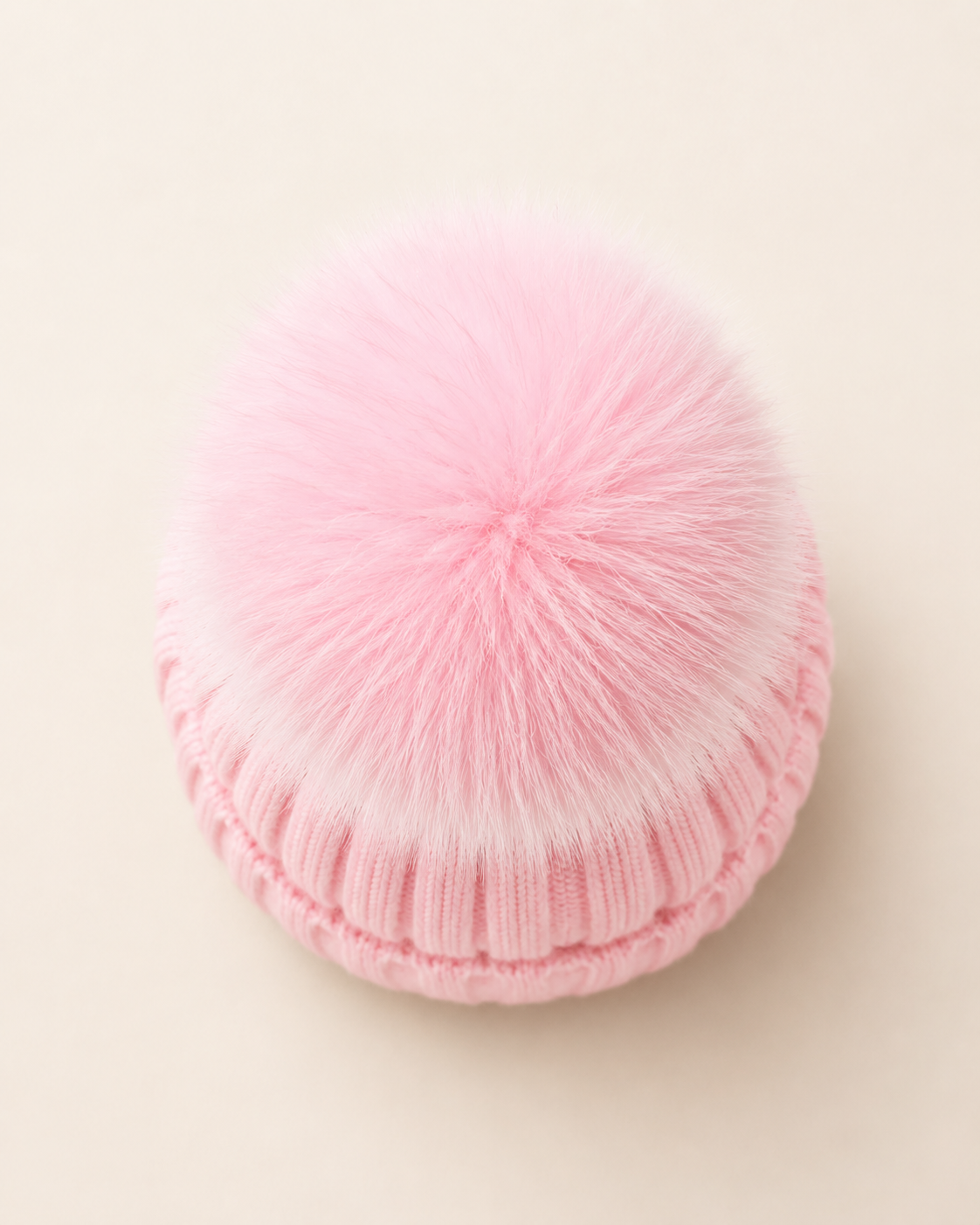 Woolsy Kids Knitted Pompom Hat — Pink with Pink Pompom