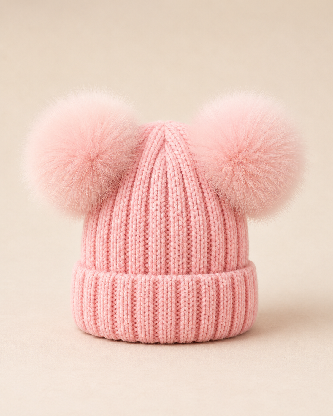 Woolsy Kids Knitted Double Pom Pom Hat - White