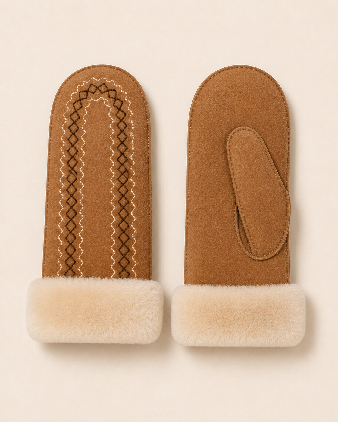 Woolsy Chestnut Embroidery Mittens