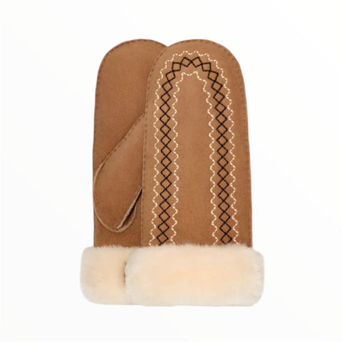 Woolsy Chestnut Embroidery Mittens