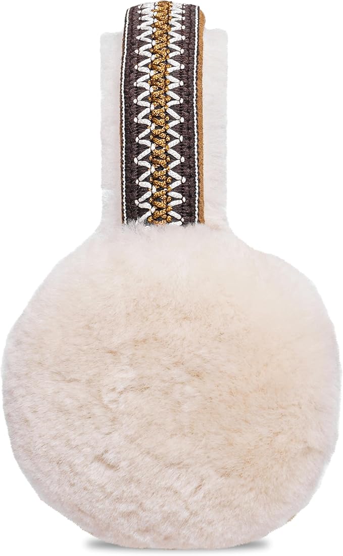 Woolsy Shearling Embroidery Earmuffs - Chestnut