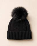 Woolsy Cashmere Wool Pompom Hat - Black Fox