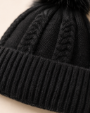 Woolsy Cashmere Wool Pompom Hat - Black Fox