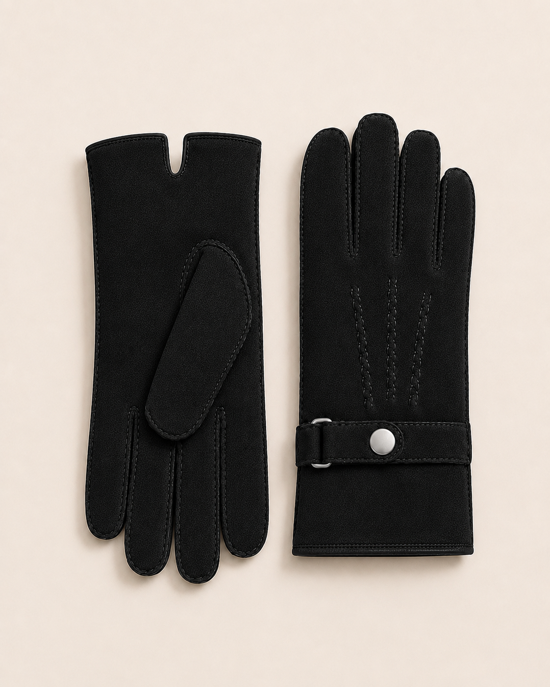 Woolsy Men’s Classic Shearling Gloves with Button in Black