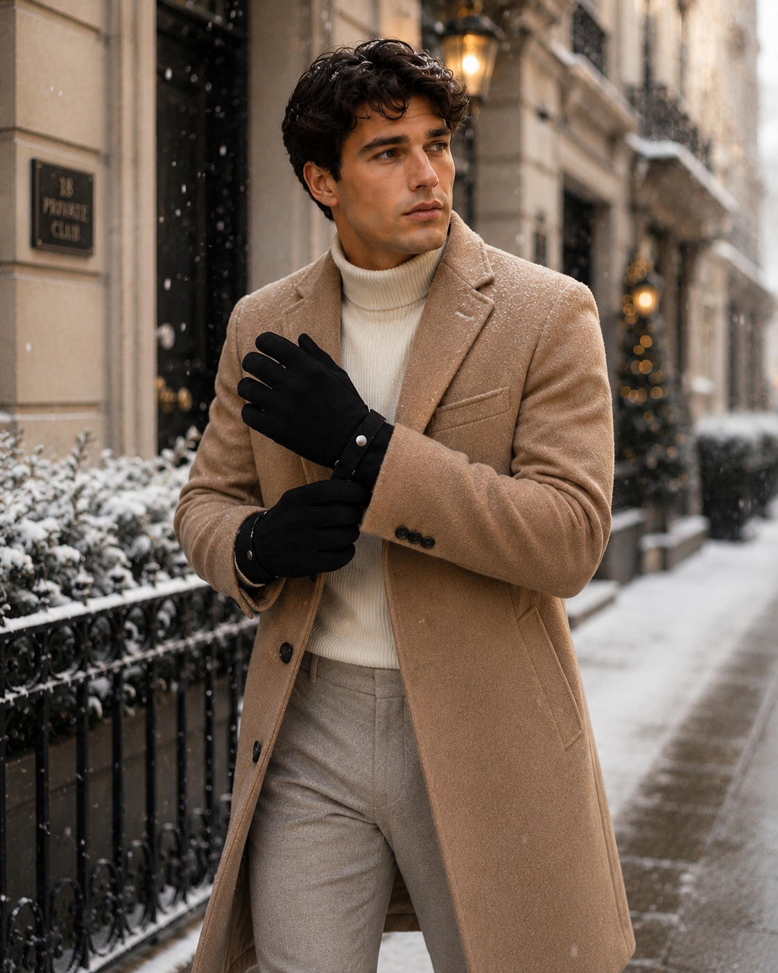 Woolsy Men’s Classic Shearling Gloves with Button in Black