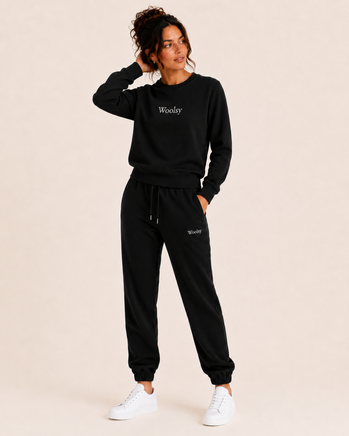 Women's Apparel - Woolsy Matching Crewneck + Sweats in Black... Coming Soon