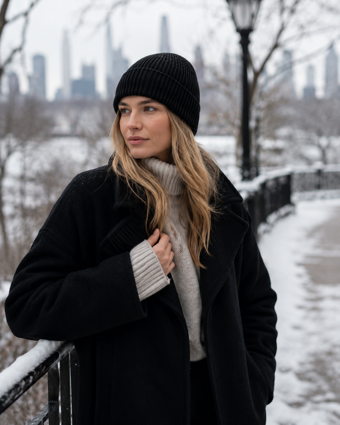 Woolsy Classic Cashmere Beanie in Black