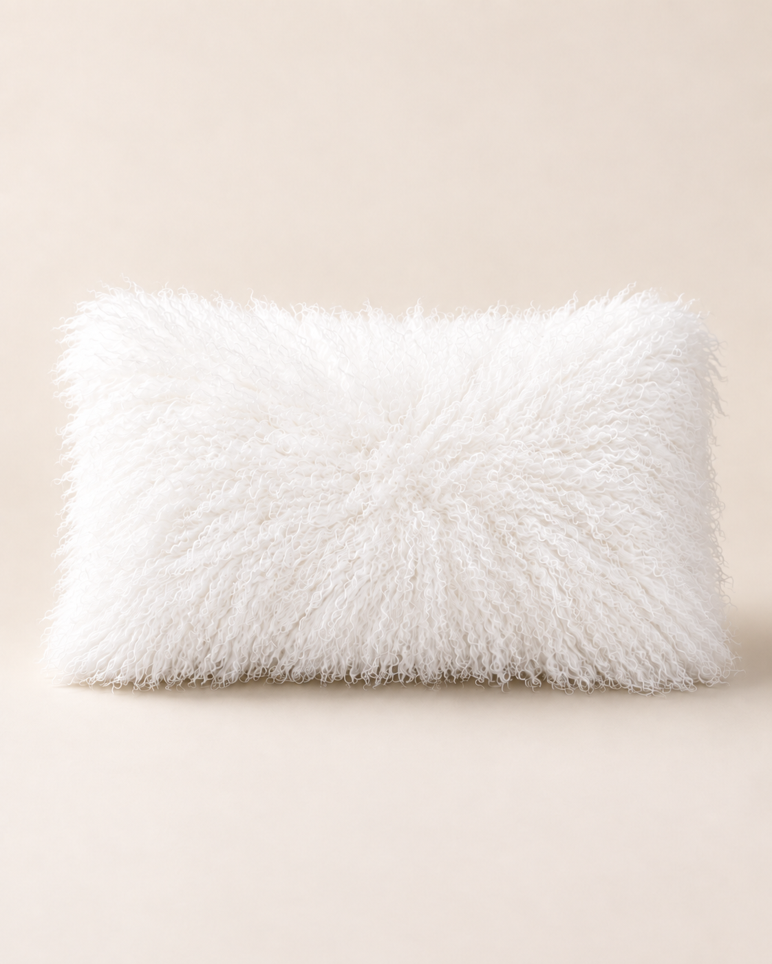 Woolsy Mongolian Sheepskin Cushion in White