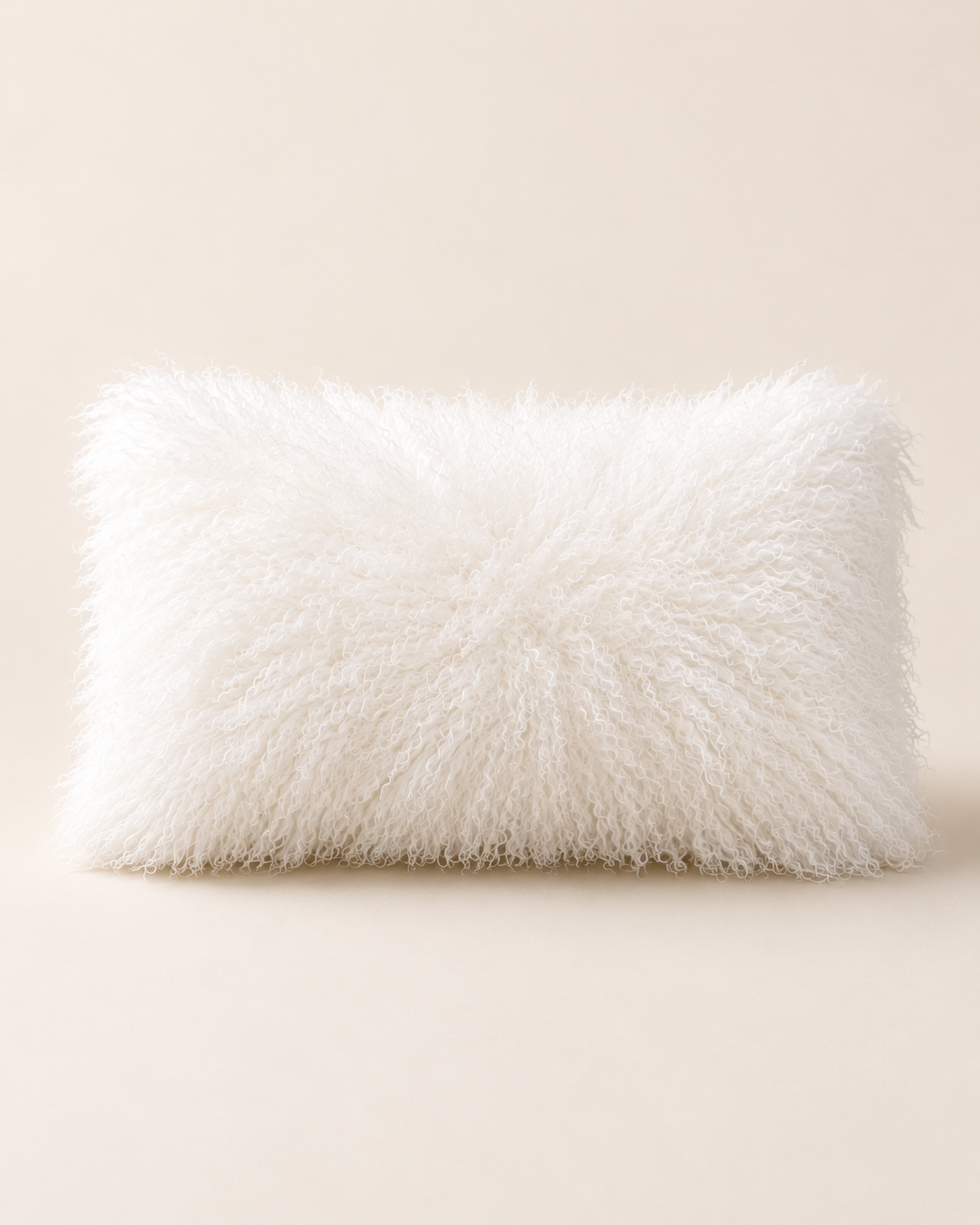 Woolsy Mongolian Sheepskin Cushion in White