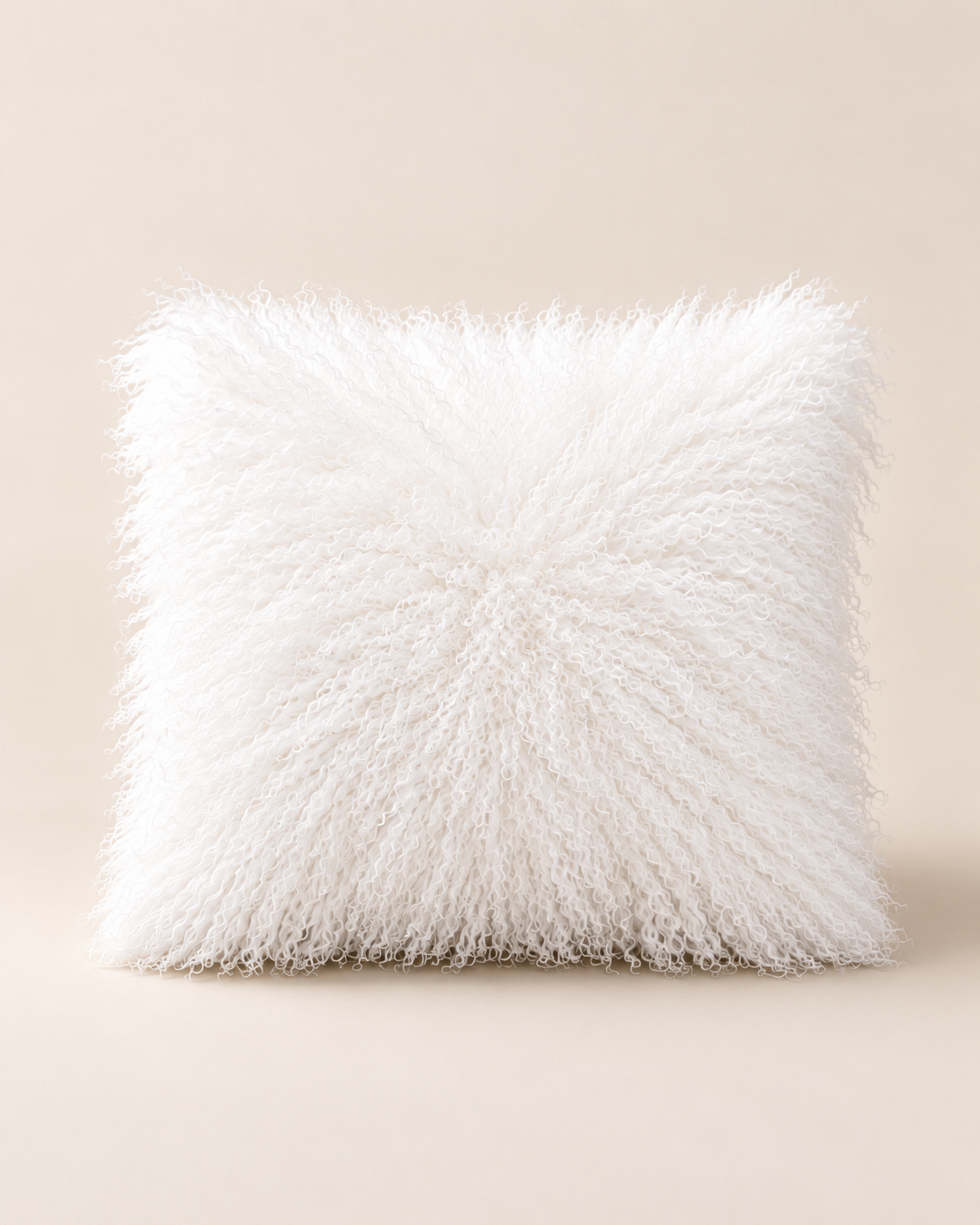 Woolsy Mongolian Sheepskin Cushion in White