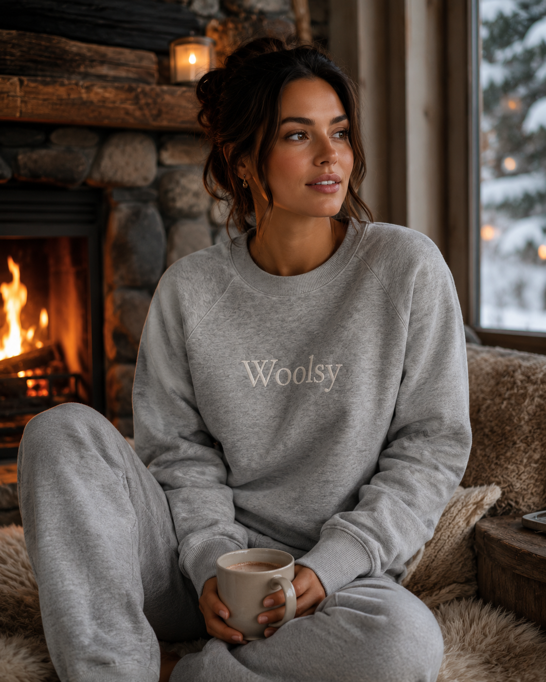 Women's Woolsy Logo Crewneck in Grey... Coming Soon