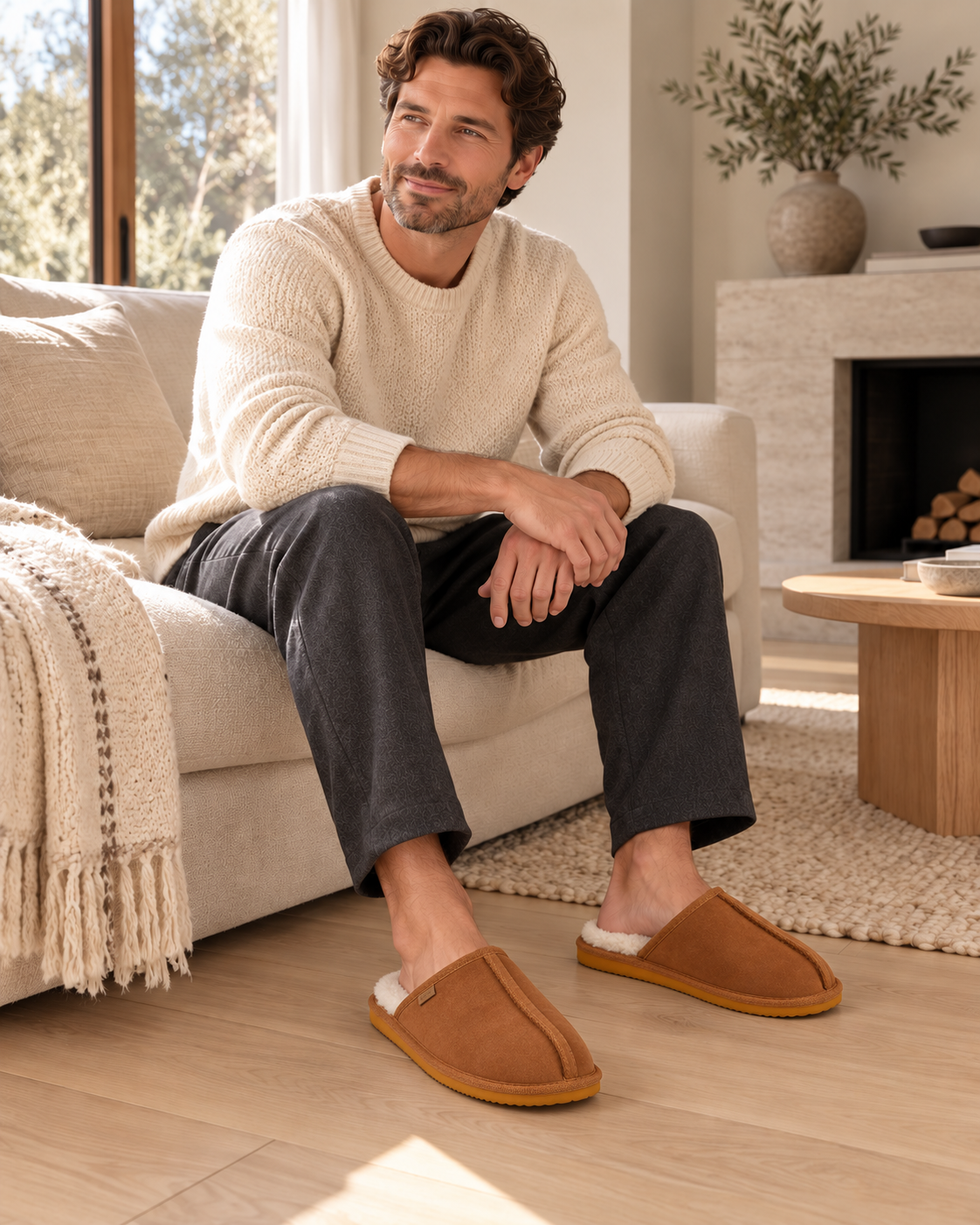 Woolsy Men's Lodge Slippers — Chestnut or Black