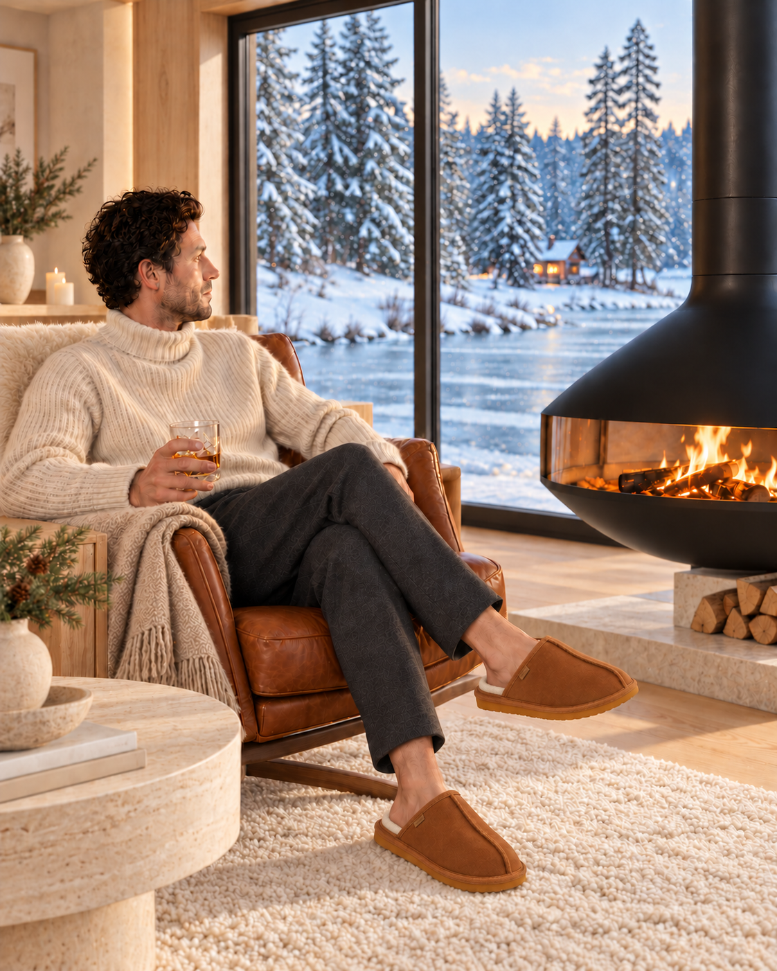 Woolsy Men's Lodge Slippers — Chestnut or Black