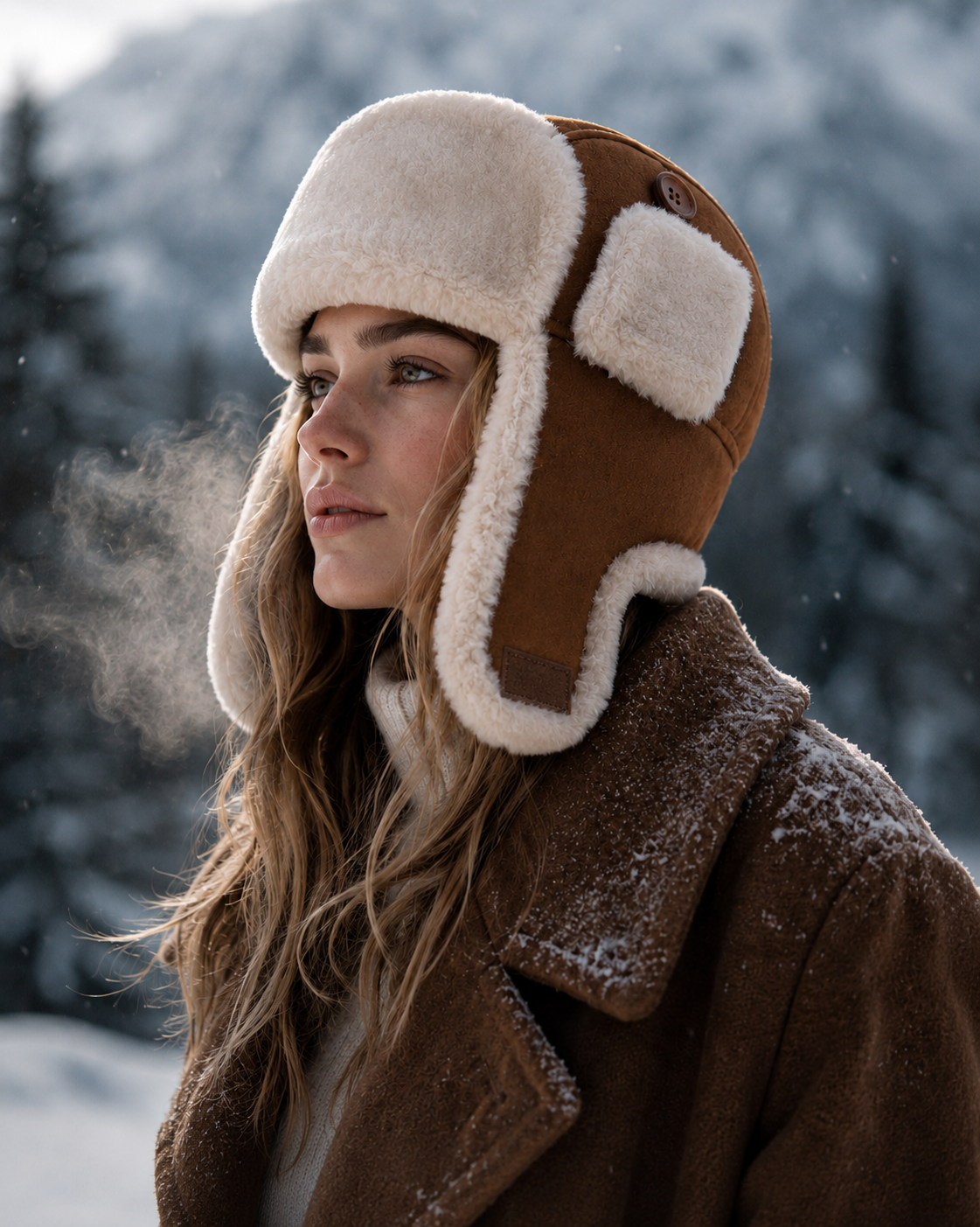 Woolsy Woman Genuine Shearling Trapper Hat