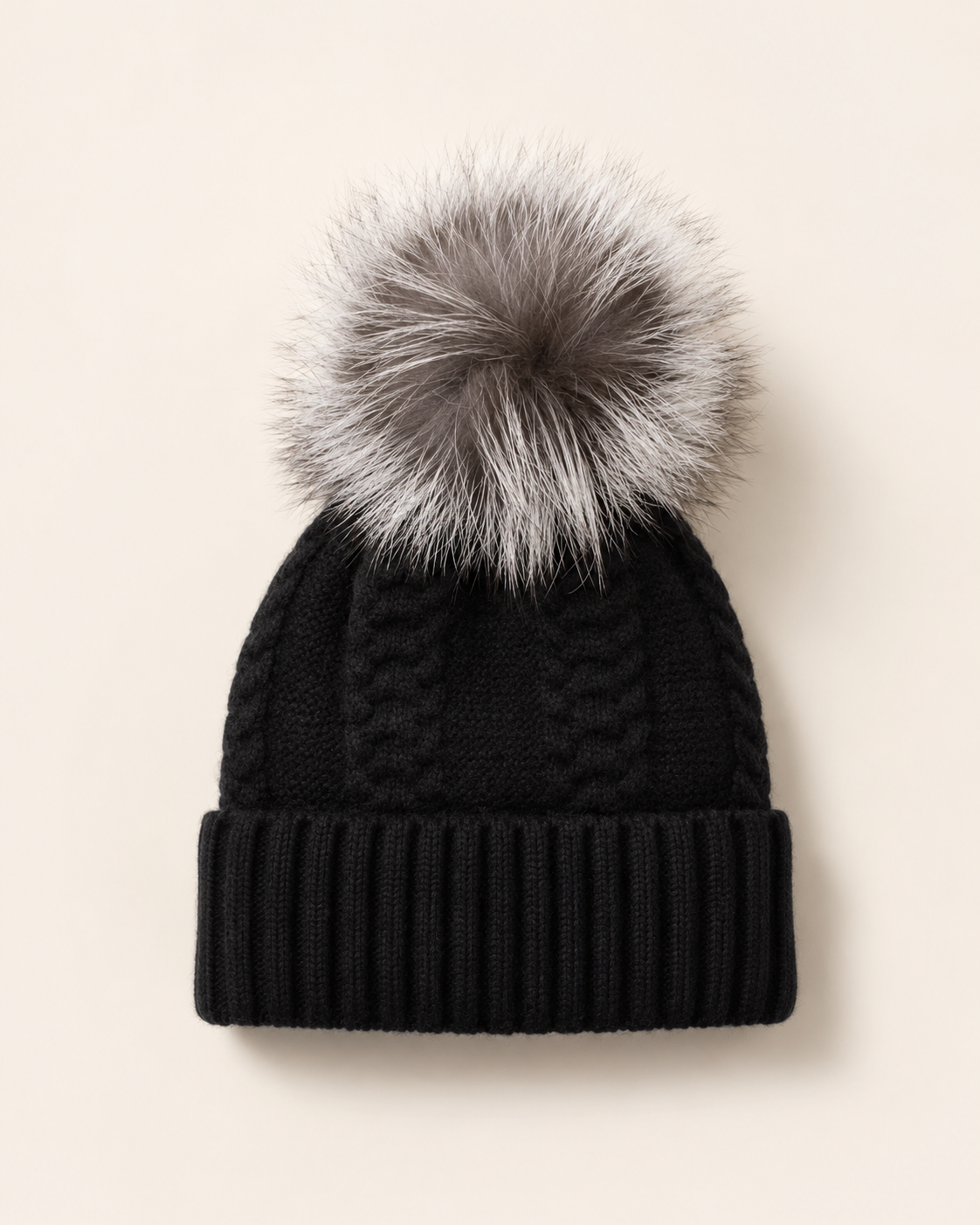 Woolsy Cashmere Wool Pompom Hat - Silver Fox