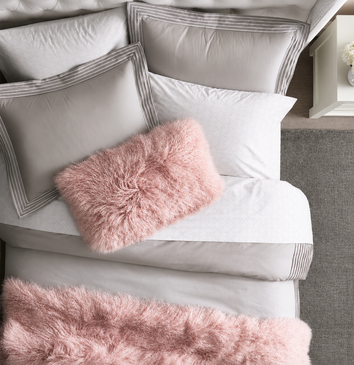 Woolsy Mongolian Sheepskin Pillow — Pink