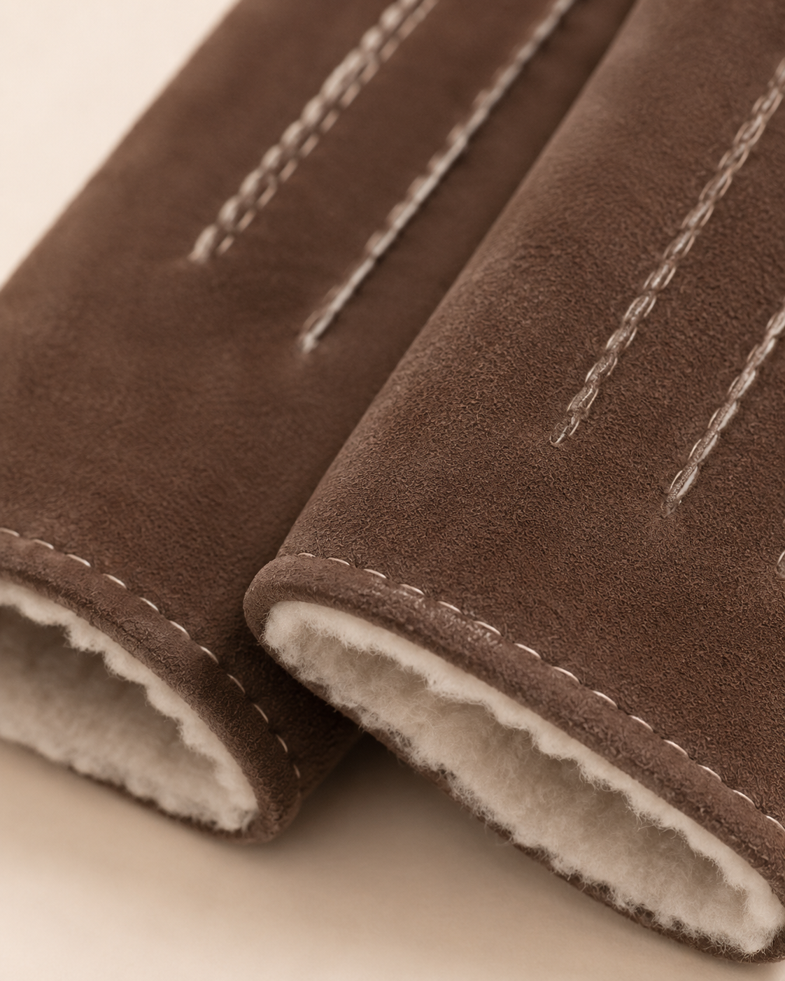 Woolsy Men’s Classic Shearling Gloves - Brown with White