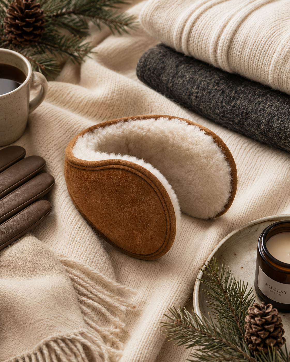Woolsy Classic Shearling Ear Warmers - Chestnut